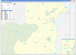 Benton County, OR Wall Map Zip Code Basic Style 2024