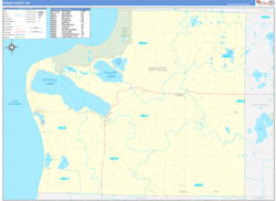 Benzie County, MI Wall Map Zip Code Basic Style 2024
