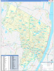 Bergen County, NJ Wall Map Zip Code Basic Style 2024