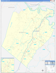 Berkeley County, WV Wall Map Zip Code Basic Style 2024