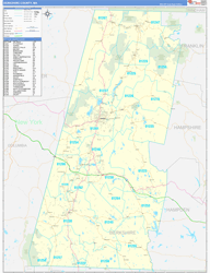 Berkshire County, MA Wall Map Zip Code Basic Style 2024