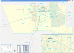 Bernalillo County, NM Wall Map Zip Code Basic Style 2024