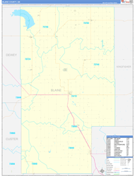 Blaine County, OK Wall Map Zip Code Basic Style 2024