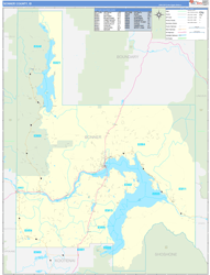 Bonner County, ID Wall Map Zip Code Basic Style 2024