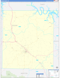 Boone County, AR Wall Map Zip Code Basic Style 2024