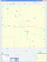 Boone County, IA Wall Map Zip Code Basic Style 2024