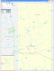 Boone County, IL Wall Map Zip Code Basic Style 2024