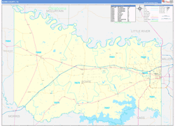 Bowie County, TX Wall Map Zip Code Basic Style 2023