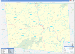 Bradford County, PA Wall Map Zip Code Basic Style 2024