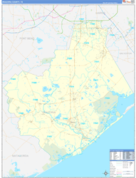 Brazoria County, TX Wall Map Zip Code Basic Style 2024