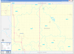 Bremer County, IA Wall Map Zip Code Basic Style 2024