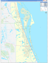 Brevard County, FL Wall Map Zip Code Basic Style 2023