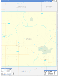 Briscoe County, TX Wall Map Zip Code Basic Style 2024