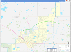 Broomfield County, CO Wall Map Zip Code Basic Style 2024