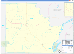 Brown County, IL Wall Map Zip Code Basic Style 2024