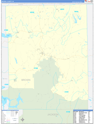 Brown County, IN Wall Map Zip Code Basic Style 2024