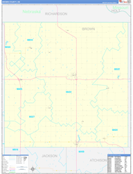 Brown County, KS Wall Map Zip Code Basic Style 2024