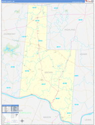 Brown County, OH Wall Map Zip Code Basic Style 2024