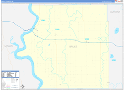 Brule County, SD Wall Map Zip Code Basic Style 2024
