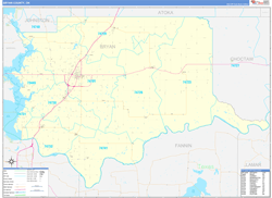 Bryan County, OK Wall Map Zip Code Basic Style 2024