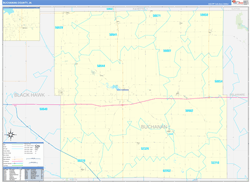 Buchanan County, IA Wall Map Zip Code Basic Style 2024