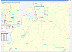 Buchanan County, MO Wall Map Zip Code Basic Style 2024