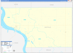 Buffalo County, SD Wall Map Zip Code Basic Style 2024