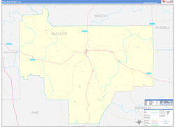 Bullock County, AL Wall Map Zip Code Basic Style 2024