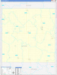 Butler County, IA Wall Map Zip Code Basic Style 2024