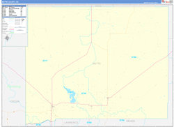 Butte County, SD Wall Map Zip Code Basic Style 2024