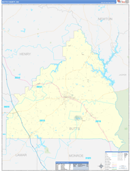 Butts County, GA Wall Map Zip Code Basic Style 2024