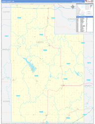 Caddo County, OK Wall Map Zip Code Basic Style 2024
