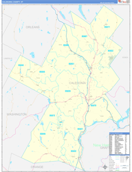 Caledonia County, VT Wall Map Zip Code Basic Style 2024