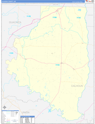Calhoun County, AR Wall Map Zip Code Basic Style 2024
