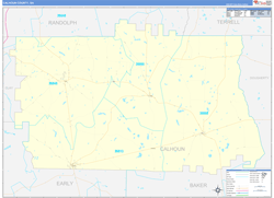 Calhoun County, GA Wall Map Zip Code Basic Style 2024
