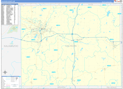 Calhoun County, MI Wall Map Zip Code Basic Style 2024
