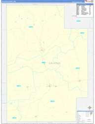 Calhoun County, MS Wall Map Zip Code Basic Style 2024