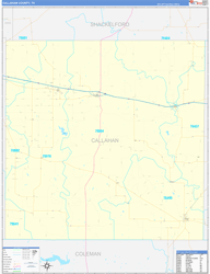Callahan County, TX Wall Map Zip Code Basic Style 2024