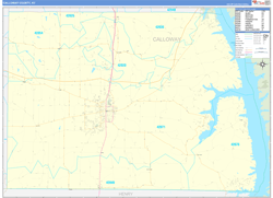 Calloway County, KY Wall Map Zip Code Basic Style 2024