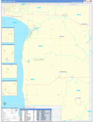 Calumet County, WI Wall Map Zip Code Basic Style 2024