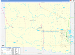 Canadian County, OK Wall Map Zip Code Basic Style 2024