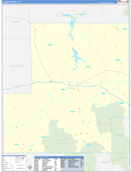 Carbon County, WY Wall Map Zip Code Basic Style 2024