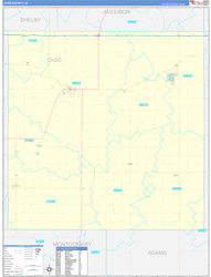Cass County, IA Wall Map Zip Code Basic Style 2024