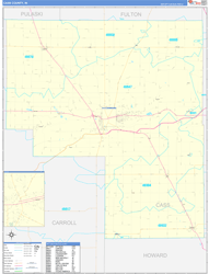 Cass County, IN Wall Map Zip Code Basic Style 2024