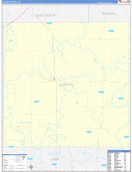 Castro County, TX Wall Map Zip Code Basic Style 2024