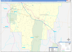Catoosa County, GA Wall Map Zip Code Basic Style 2024