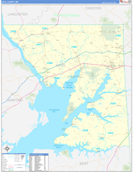 Cecil County, MD Wall Map Zip Code Basic Style 2024