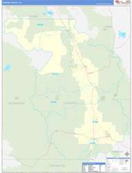 Chaffee County, CO Wall Map Zip Code Basic Style 2024