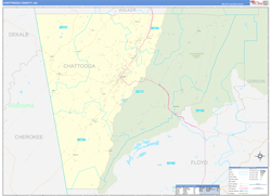 Chattooga County, GA Wall Map Zip Code Basic Style 2024
