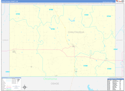 Chautauqua County, KS Wall Map Zip Code Basic Style 2024